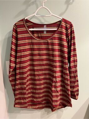 LulaRoe Striped Long-Sleeve Lynnae Top